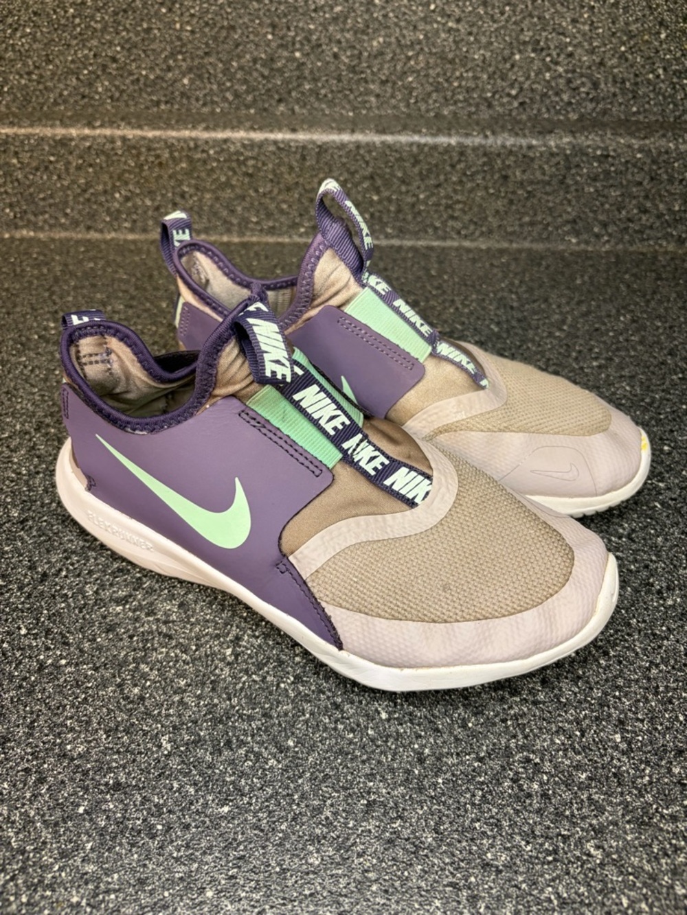 Nike Kids Slip-On Sneakers in Purple with Mint Swoosh